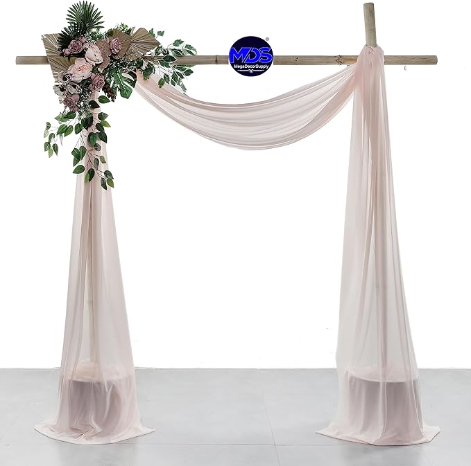 MDS Halloween Chiffon Draping Fabric - 2 Panel, 30" Wide x 75ft Long - Sheer Spooky Arbor & Canopy Drapery for Haunted House Backdrops, Party Ceilings, DIY Costumes & Themed Events - Nude
