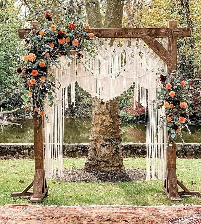 S.N.HANDICRAFTS Macrame Large Curtain Bohemian Boho Decoration Backdrop Wedding Wall Hanging (85X85) Natural