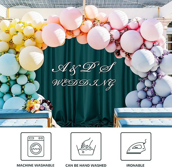 MEETSKY Hunter Green Backdrop Curtains for Parties Wedding Curtains Rod Pocket Green Photo Curtains Backdrop Sliding Drapes Backdrop Curtains for Birthday Party Photography, 5ft x 7ft, 2 Panels