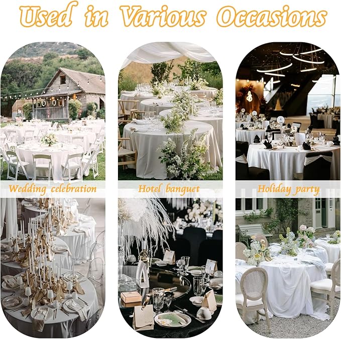KKJIAF 1 Pack 108 Inch Round Table Cloth, Gold Overlay Round Satin Table Cover, Silky Satin Dining Tablecloths for Wedding Buffet Parties Banquet Decoration