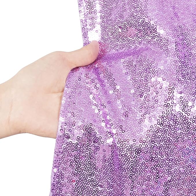 Poise3EHome 7Ft x 7Ft Lavender Sequin Backdrop, Glitter Thick Satin Sequin Background Drapes, Sequence Xmas Thanksgiving Backdrop for Wedding Party Holiday Festival Decor