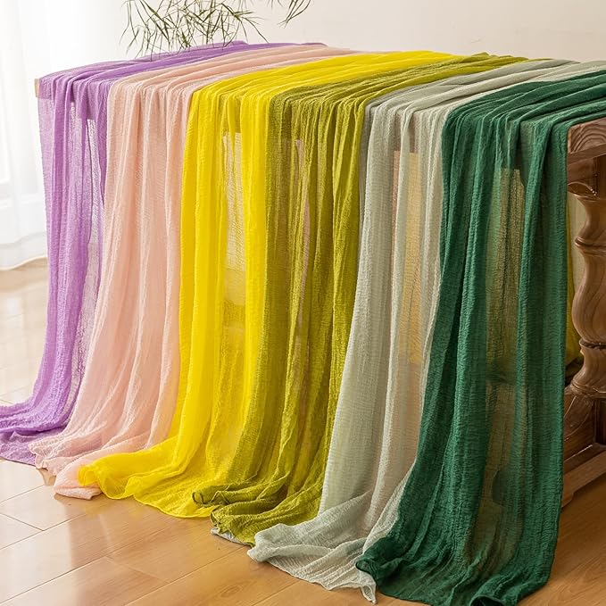 Table Runner Emerald Green Cheesecloth Gauze 120 Inch 10 FT Rustic Boho Cheese Cloth Table Decor for Wedding Baby Bridal Shower Party Long Sheer Vintage Christmas Decorations