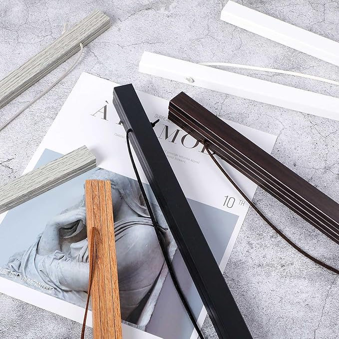 Magnetic Poster Hanger, 22x34 22x28 22x14 Poster Frame Wood Wooden Magnet Print Posters Dowel Scroll Hanger Hangers Hanging Kit for Walls Map Canvas Artwork (Grey, 22")