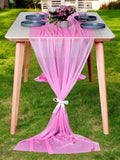 MDS Halloween Chiffon Table Runner - 25 Pack, 29 x 170 Inches, 14ft Each - Sheer Spooky Table Runners for Haunted House Parties, Trick-or-Treat Tables, Witchy Décor, Wedding & Events - Bubblegum Pink