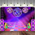 Dance Party Backdrop Retro 80s 90s Theme Stage Dance Ball Music Birthday Party Decoration DJ Photography Background 15 x 10 ft for Baby Shower Picture Photo Shoot Polyester Fabric, Blue