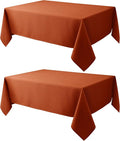 Biscaynebay 2 Pack Fall Tablecloth Textured Fabric 60x108 Inch Rectangular, Rust Thanksgiving Autumn Harvest Water Resistant Fabric Tablecloths for Kitchen, Dining, Wedding, Parties Machine Washable