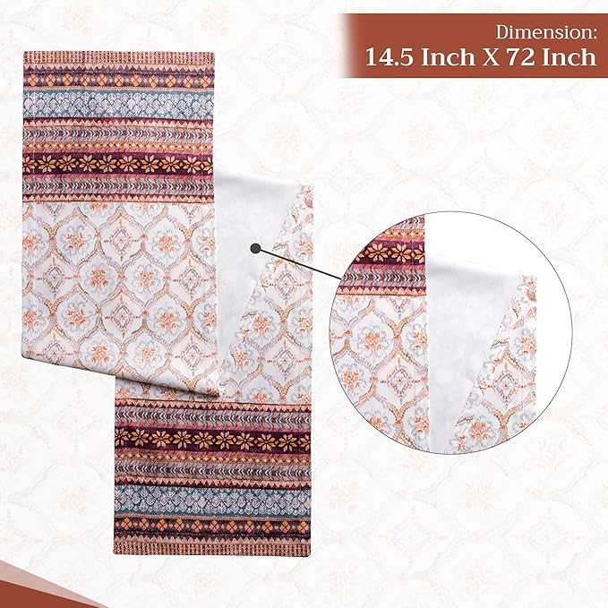 Maison d' Hermine Table Runner 100% Cotton Single Layer Table Runners 72 inches Long for Thanksgiving Christmas Decorations Home Kitchen Dining Party Wedding (Fair Isle, 14.5" x 72")
