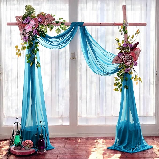 MDS Halloween Chiffon Draping Fabric - 2 Panel, 30" Wide x 40ft Long - Sheer Spooky Arbor & Canopy Drapery for Haunted House Backdrops, Party Ceilings, DIY Costumes & Themed Events - Dark Teal