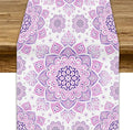 Purple Pink Mandala Table Runner, Traditional Indian Boho Mandala Flowers Print Table Runne for Kitchen Dining Table Office Wedding Party Holiday Home Decor, 13x70inch