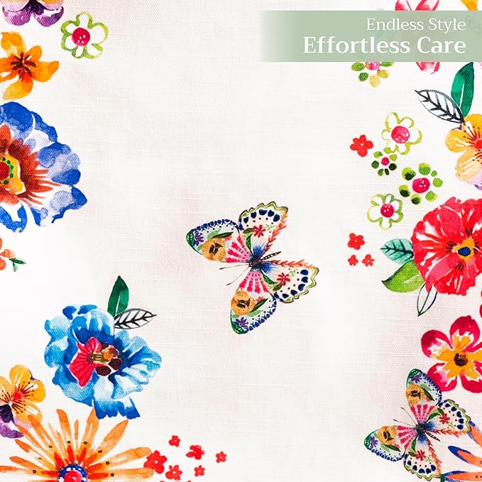 Maison d' Hermine Table Runner 100% Cotton Double Layer Table Runners 72 inches Long Decorative for Home Dining Party Wedding Bridal Shower Spring Summer (Happy Florals - High Summer, 14.50" x 72")