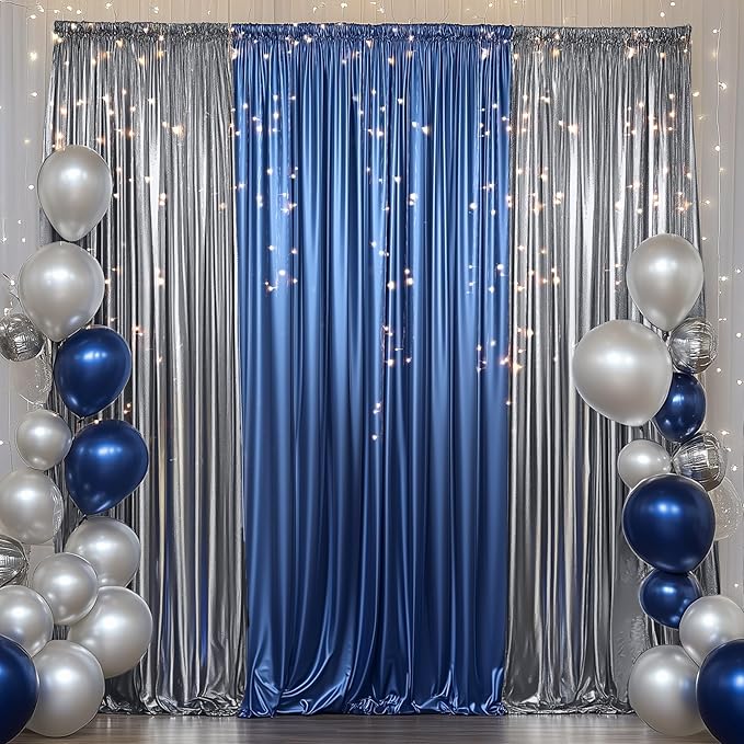 Outpain Thick 20 ft x 10 ft Black Silver Sequin Backdrop Curtain for Parties, Wrinkle Free Glitter Photo Backdrop Drapes 4 Panels 5x10ft Black Silver Back Drop Cloth for Wedding Photography Background