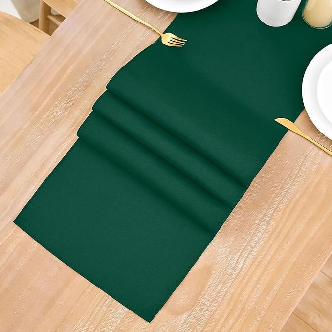 2 Pack Green Long Table Runner 12 x 108 Inch Solid Color Farmhouse Runners Coffee Table Dresser for Daily Party Home Decoration