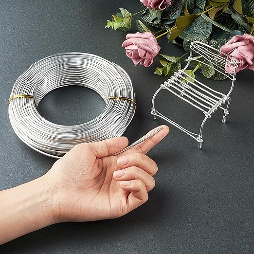Fashewelry 114 Feet 10 Gauge Aluminum Wire Silver Bendable Metal Craft Wire for Beading Jewelry Craft Making (2.5mm)