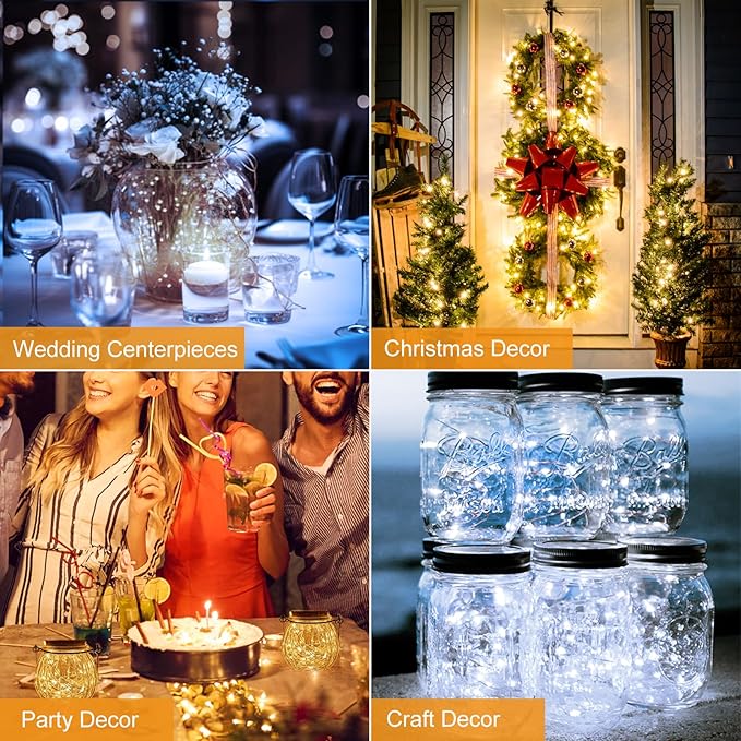 btfarm 6 Pack Fairy Lights Battery Operated [3 Modes], 7ft 20 Led Twinkle Lights String Lights Waterproof Bulk Small Mini Silver Wire for Christmas Mason Jars Wedding Table Centerpiece