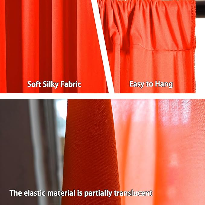 10 x 7 Feet Orange A Backdrop Curtain for Partie, Background Curtains for Photoshoot, Birthday, Wedding, Halloween, Thanksgiving, Christmas Day, New Year Party Decorations 5Ft x 7Ft, 2 Panels