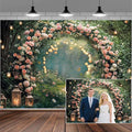 8x6ft Enchanted Forest Wedding Photography Backdrop Wonderland Roses Fairy Tale Backdrop Pink Flower Birthday Newborn Baby Shower Wedding Bridal Party Banner Photo Booth Props Anniversary Background