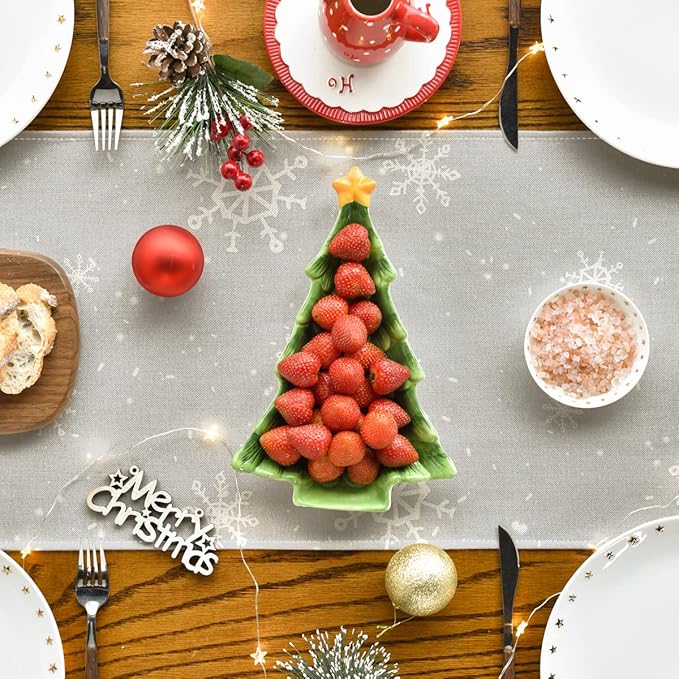 Artoid Mode Grey Snowman Snowflake Let it Snow Christmas Table Runner, Seasonal Winter Kitchen Dining Table Decor for Home Party Indoor 13x90 Inch