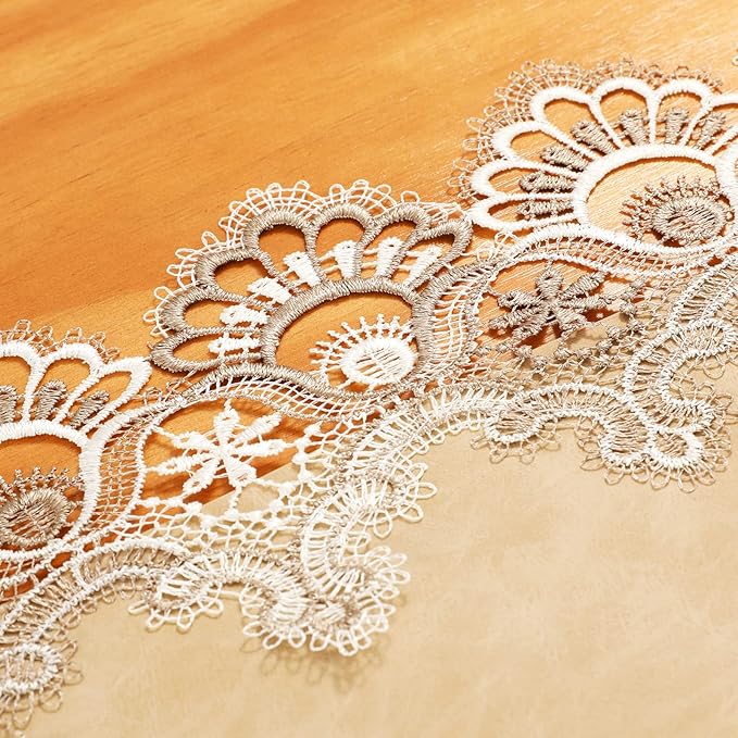 Vintage Lace Dining Table Runner, 72 Inches Macrame Coffee Table Runners for Kitchen Home Christmas Party Decorations (16x72 inch,Beige)