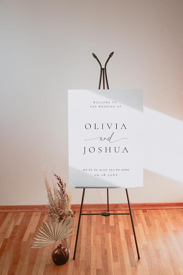 Welcome Wedding Signs, Elegant Wedding Sign Decorations Signage 12" X 18" (Small), 27" (Medium), 36" (Large), Plastic, Modern, Pole Mount, Weather