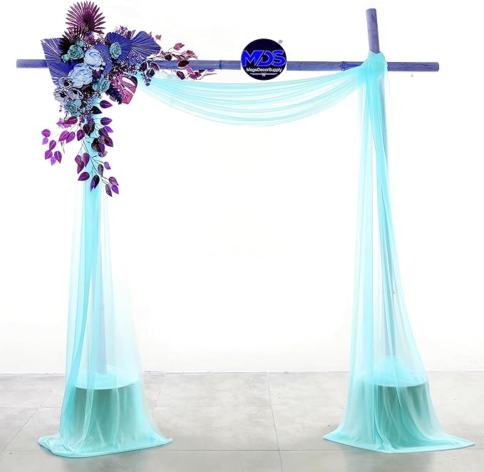 MDS Halloween Chiffon Draping Fabric - 2 Panel, 30" Wide x 50ft Long - Sheer Spooky Arbor & Canopy Drapery for Haunted House Backdrops, Party Ceilings, DIY Costumes & Themed Events - Teal