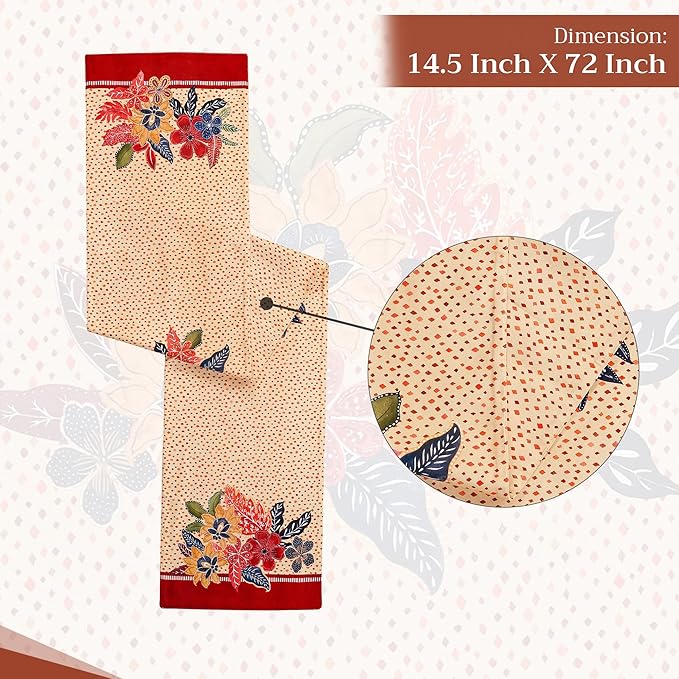 Maison d' Hermine Table Runner 100% Cotton Double Layer Table Runners 72 inches Long for Thanksgiving Christmas Decorations Home Kitchen Dining Party Wedding (Kalahari, 14.5" x 72")