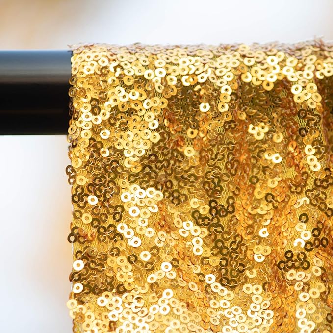 JYFLZQ Gold Sequin Backdrop Curtains 4ft x 8ft 2 Panel Glitter Photo Booth Backdrops Sparkly Photography Background Drapes for Parties Wedding Bridal Showers