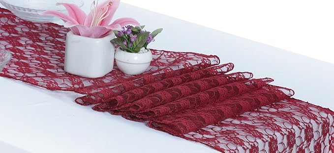 MDS Pack of 12 Wedding 12 x 108 inches Satin Table Runner for Wedding, Decorations for Birthday Parties, Banquets, Graduations, Engagements, Runners fit Rectangle, Round Table- Maroon