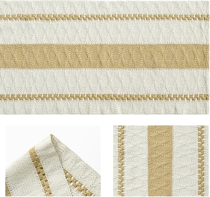 Artoid Mode Burlap Brown Farmhouse Woven Rustic Table Runner, Seasonal Holiday Hollow Kitchen Dining Table Decoration for Home Party Decor 12x72 Inch