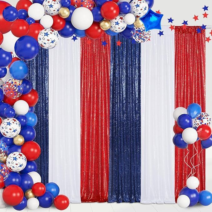 Poise3EHome 4Pcs 2Ft x 8Ft Blue Sequin Backdrop Curtains, Glitter Photography Backdrop, Sequence Xmas Thanksgiving Backdrop (Navy Blue, 4 pcs-2ftx8ft)