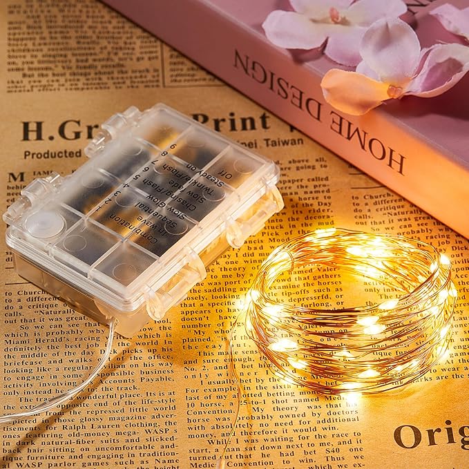 1 Pack 32.8 Ft. Battery Operated Outdoor String Lights with Remote & Timer, LED Warm White Fairy Lights, Waterproof Twinkle Lights for Bedroom, Dorm, Mason Jar, Wedding, Party, Christmas