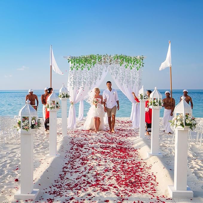 36 Pack Grey Wisteria Hanging Flowers, 3.44 Ft Fake Hanging Flowers, Artificial Wisteria Garland Vines for Wedding Room Backdrop Outdoor Patio Garden Decoration