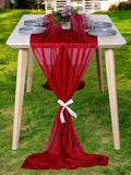 MDS 15 Pack 10ft Chiffon Table Runner 29 x 120 Inches Sheer Wedding Runner Romantic Rustic Table Runner for Wedding Decorations, Birthday Parties, Bridal Shower Party Arch Decor - Apple red