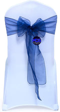 MDS Pack of 250 PCS Organza Chair Sashes Wider Dining Chair Bows Ribbon Tie Back for Wedding Party Birthday Bridal Shower Reception Event Banquet Home Chair Cover Decoration - Navy Blue