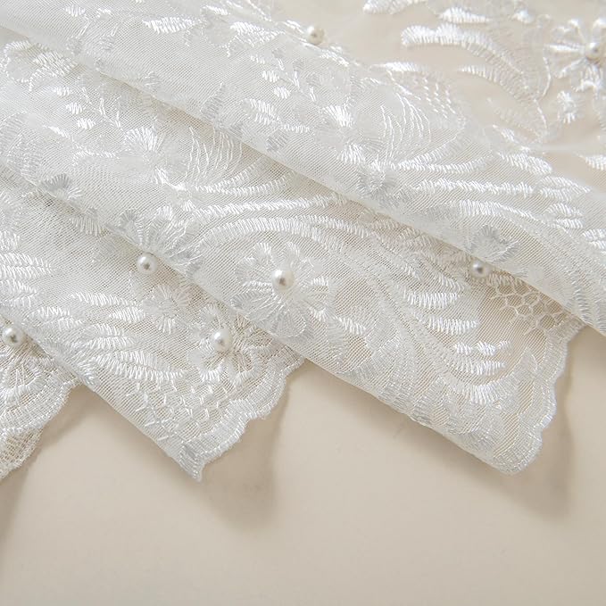 VISIONTEX White Sheer Voile Curtains, Decorative White Embossed Butterflies Rod Pocket Window Drapes for Home Kitchen, Living Room and Bedroom 54 x 72 Inch, Set of 2 Curtain Panels