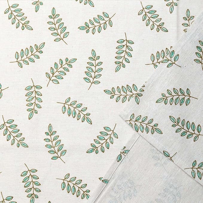 YiHomer Pastoral Rectangle Tablecloth - 52 x 70 Inch - Beige Linen Table Cloth - Washable Table Cover with Wrinkle Resistant for Restaurant, Picnic, Bistro, Indoor and Outdoor Dining, Green Leaf