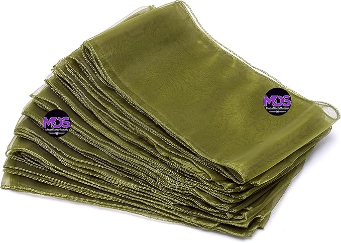 MDS Pack of 100 PCS Organza Chair Sashes Wider Dining Chair Bows Ribbon Tie Back for Wedding Party Birthday Bridal Shower Reception Event Banquet Home Chair Cover Decoration - Olive Green