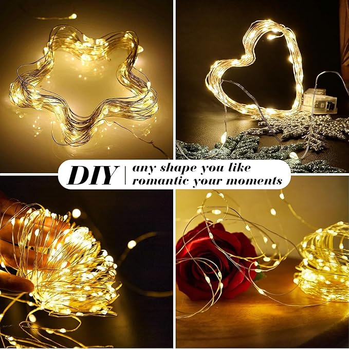 ZGWJ 24 Pack Fairy Lights Battery Operated, 7ft 20 Mini LED Fairy String Lights Silver Wire 3 Modes for DIY, Parties, Wedding, Bedroom, Halloween Christmas Decoration Warm White
