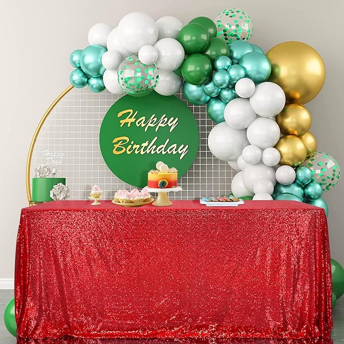 SquarePie Sequin Tablecloth 60 x 102 Inch Red Sparkly Table Linen for Christmas Wedding Party