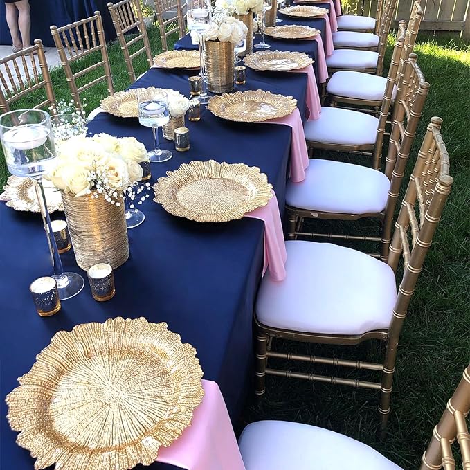 8 Pack Navy Blue Tablecloth 60 x 102 Inch Rectangular Tablecloths for 6 Foot Rectangle Tables, Wrinkle Resistant Blue Table Cloth Washable Polyester Fabric Table Covers for Party Wedding Banquet