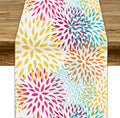 Abstract Flowers Table Runner, Chrysanthemum Dahlia Vintage Modern Colorful Spring Summer Elegant Table Runner for Party Kitchen Dining Living Room Laundry Room Decor, 13x108 Inch