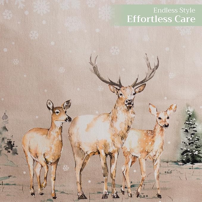 Maison d' Hermine Table Runner 100% Cotton Single Layer Table Runners 108 inches Long for Thanksgiving Christmas Decorations Home Kitchen Dining Party Wedding (Deer in The Woods, 14.5" x 108")