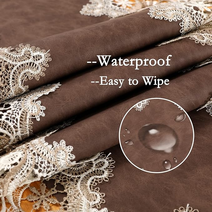 Vintage Lace Dining Table Runner, 72 Inches Macrame Coffee Table Runners for Kitchen Home Christmas Party Decorations (16x72 inch,Brown)