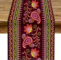 Dark Red Paisley Table Runner, Vintage Boho Paisley Flowers Geometric Print Table Cover for Farmhouse Wedding Party Home Kitchen Dining Table, 13x108inch