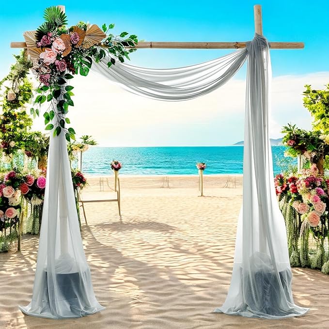 MDS Halloween Chiffon Draping Fabric - 2 Panel, 30" Wide x 75ft Long - Sheer Spooky Arbor & Canopy Drapery for Haunted House Backdrops, Party Ceilings, DIY Costumes & Themed Events - Gray