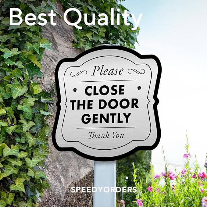 Custom Decorative Outdoor Metal Sign, Personalized Aluminum Driveway Sign, Waterproof, Made In USA, Design 3 Metallic Silver 8x8 In