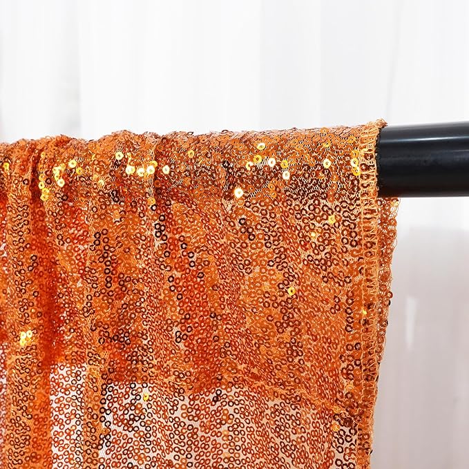 Poise3EHome Orange Sequin Backdrop, 10Ft x 10Ft Glitter Photography Background Curtains for Halloween Party Wedding Birthday Christmas Thanksgiving Decoration