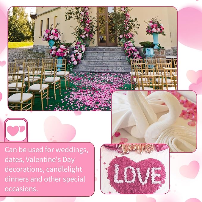 1000 Pcs Artificial Fake Rose Petals,Flower Petals for Romantic Night, Engagement, Party, Wedding, Event Flower Decorations, in Bulk(Light Rose with Dark Rose)