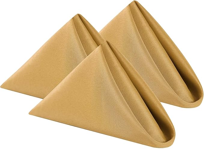 Cloth Napkins 20x20 inch Washable Polyester Dinner Napkins Soft Table Napkins for Wedding Party Dining Banquet(Gold,50PCS)