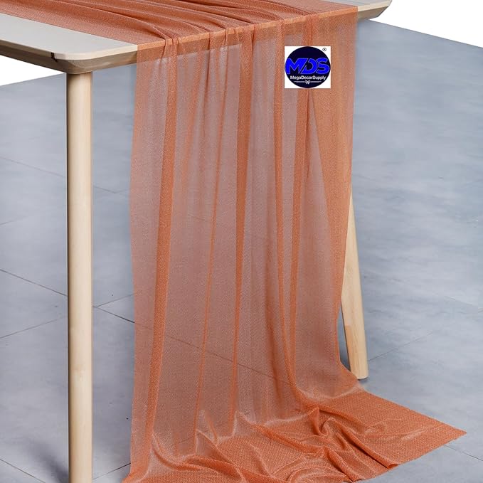 MDS Halloween Chiffon Table Runner - 25 Pack, 29 x 120 Inches, 10ft Each - Sheer Spooky Table Runners for Haunted House Parties, Trick-or-Treat Tables, Witchy Décor, Wedding & Events - Coral Peach