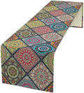 Boho Bohemian Table Runner, Vintage Indian Floral Print Table Cover for Farmhouse Kitchen Dining Table Decor Holiday Party, 13x36inch